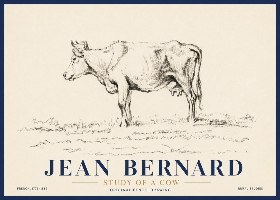 Jean Bernard Study of a Cow III No4 - Plakát