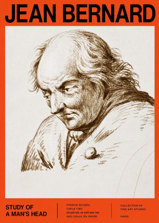 Jean Bernard Study of a Man's Head No2 - Plakát