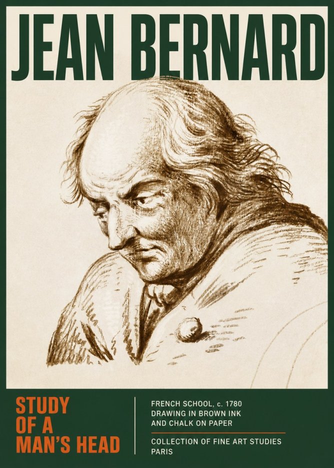 Jean Bernard Study of a Man's Head No4 - Plakát