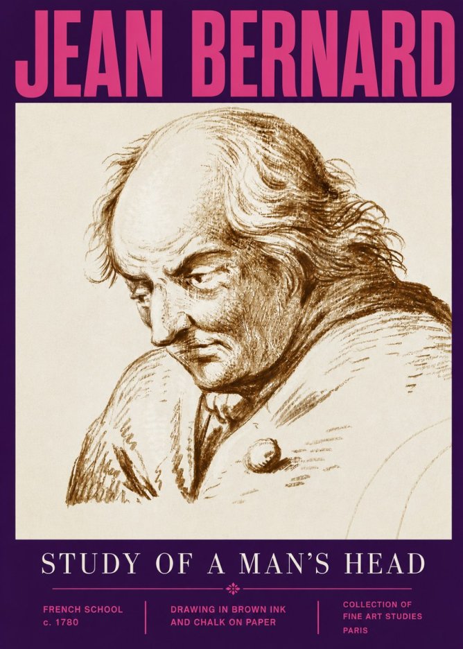 Jean Bernard Study of a Man's Head No5 - Plakát