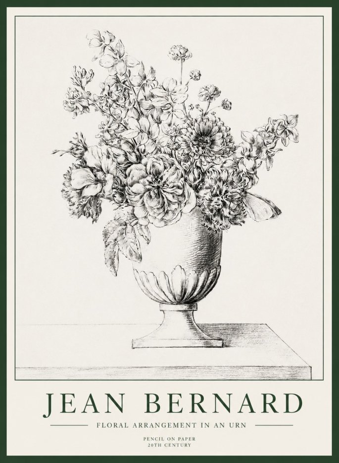 Jean Bernard Floral Arrangement in an Urn No1 - Plakát