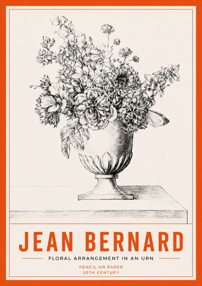 Jean Bernard Floral Arrangement in an Urn No3 - Plakát
