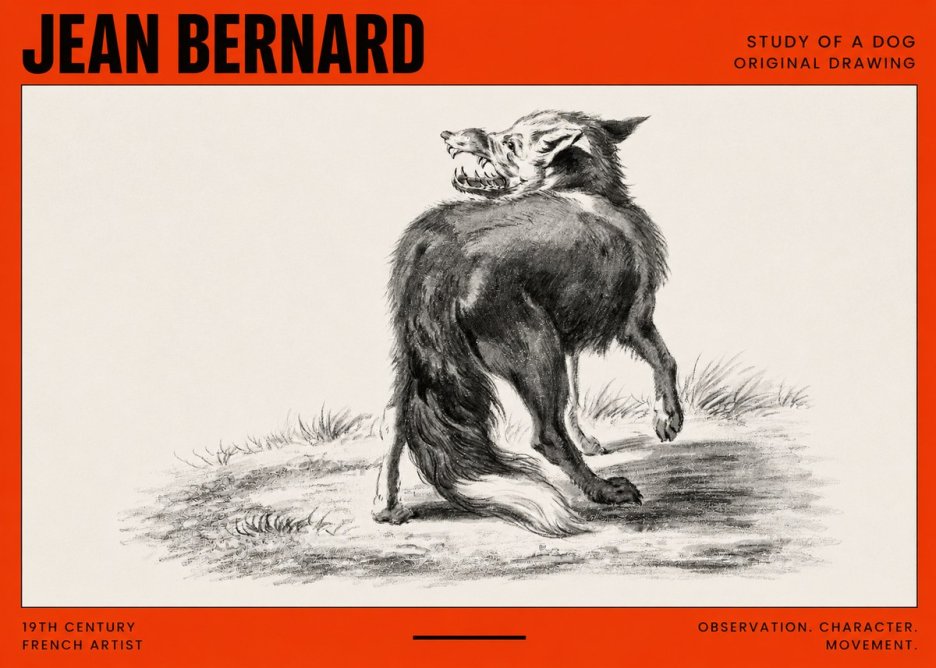 Jean Bernard Study of a Dog II No2 - Plakát