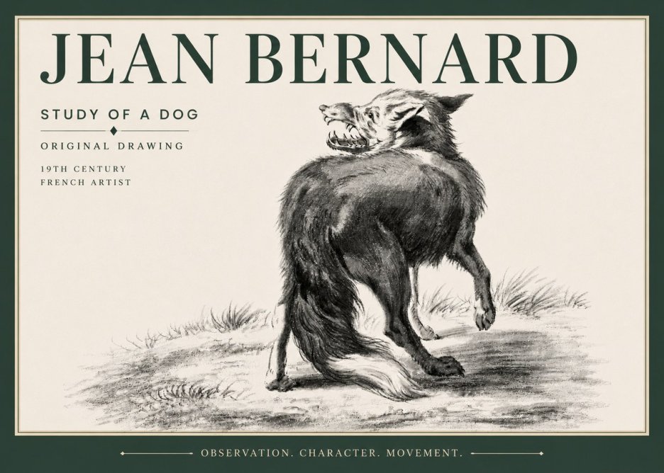 Jean Bernard Study of a Dog II No6 - Plakát