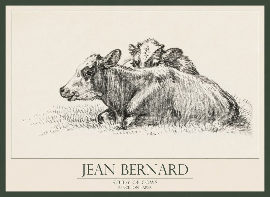 Jean Bernard Study of Cows No1 - Plakát