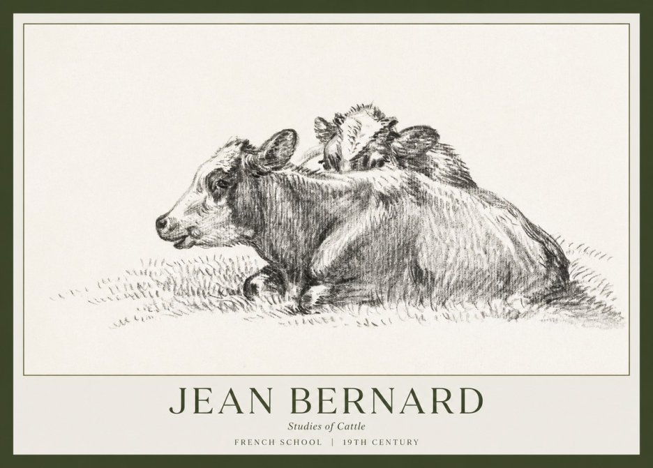 Jean Bernard Study of Cows No2 - Plakát