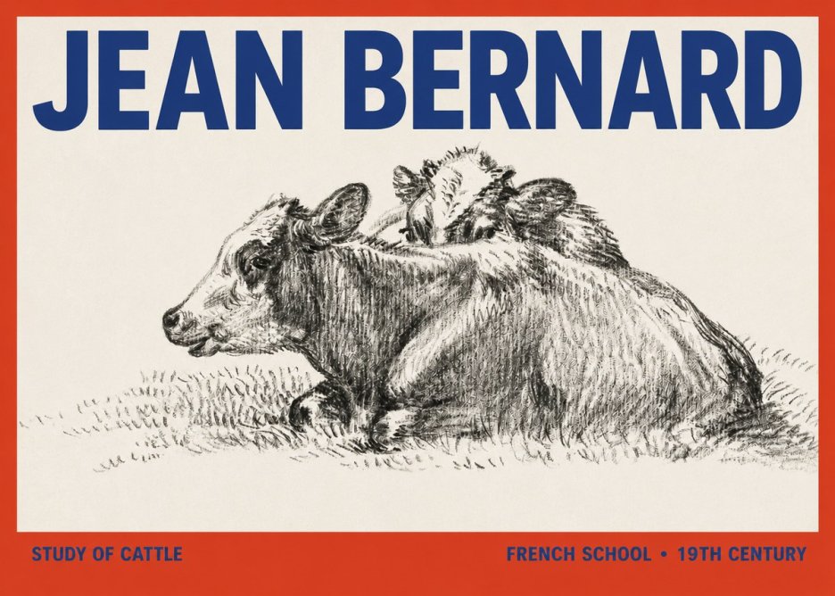 Jean Bernard Study of Cows No3 - Plakát