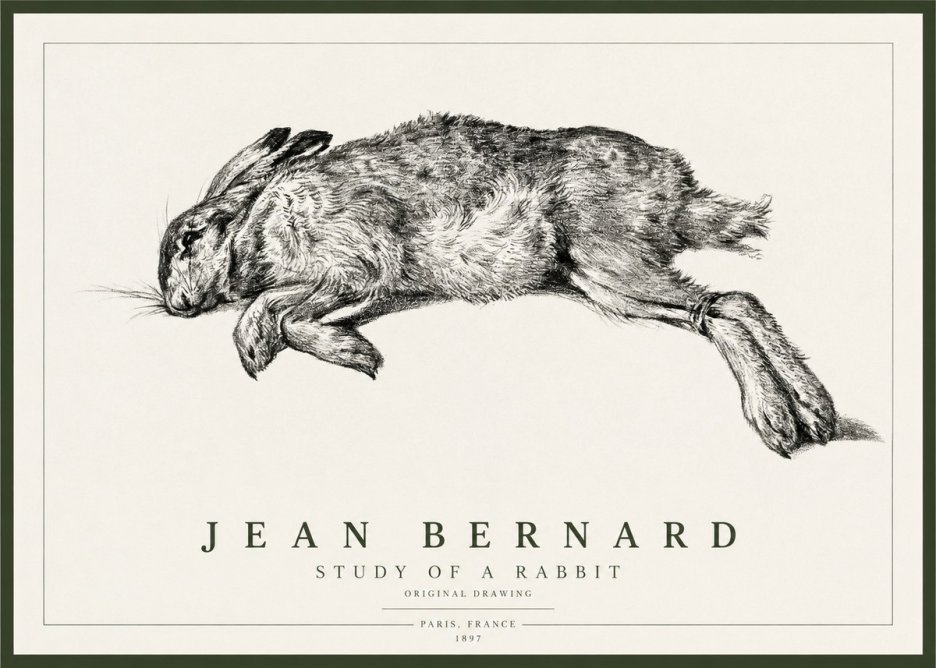 Jean Bernard Study of a Rabbit No1 - Plakát