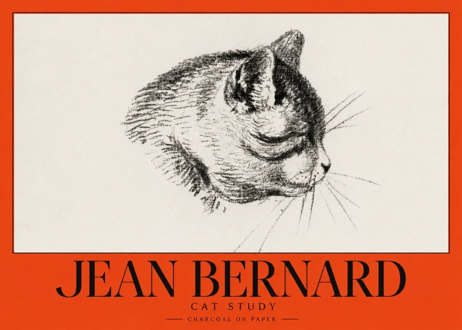 Jean Bernard Cat Study IV No3 - Plakát