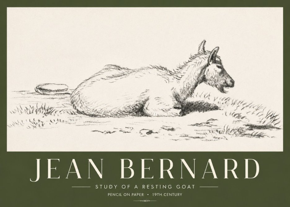 Jean Bernard Study of a Resting Goat No4 - Plakát