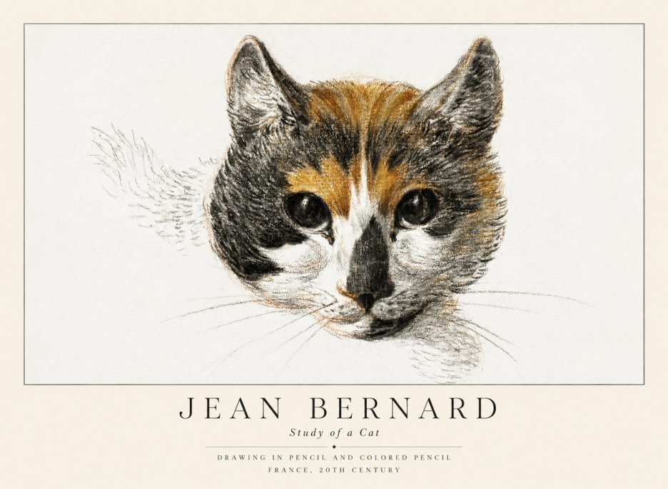 Jean Bernard Study of a Cat II No1 - Plakát