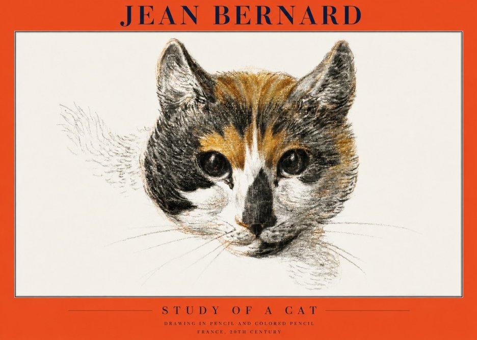 Jean Bernard Study of a Cat II No2 - Plakát