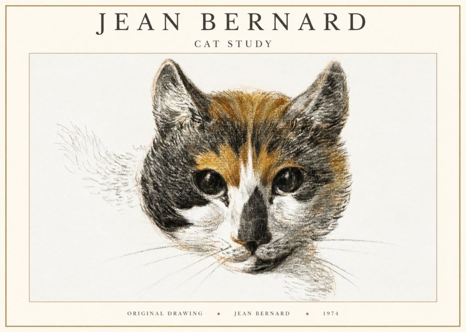 Jean Bernard Study of a Cat II No3 - Plakát
