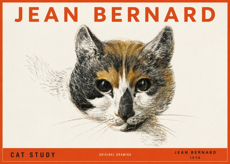 Jean Bernard Study of a Cat II No4 - Plakát