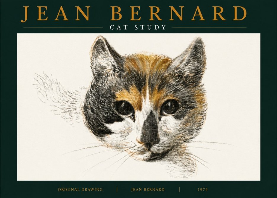 Jean Bernard Study of a Cat II No5 - Plakát