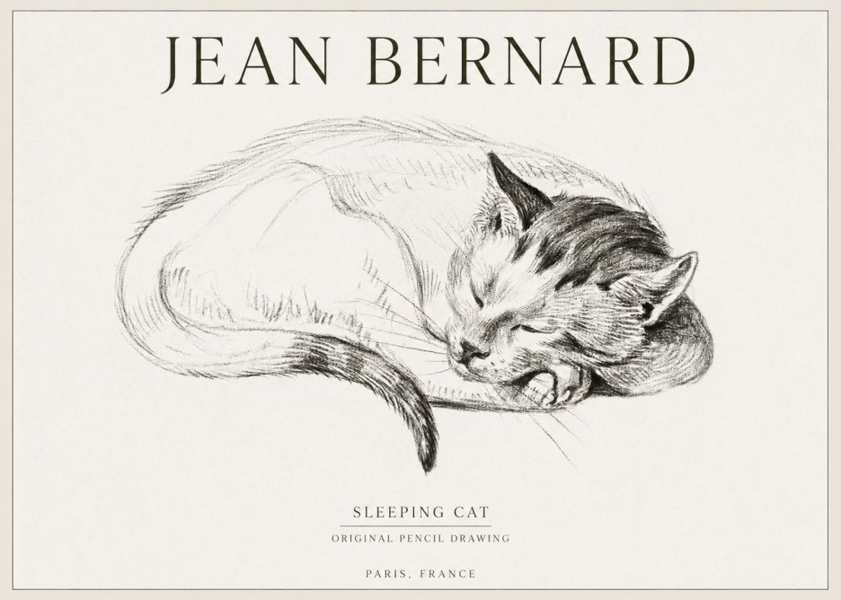 Jean Bernard Sleeping Cat IV No1 - Plakát
