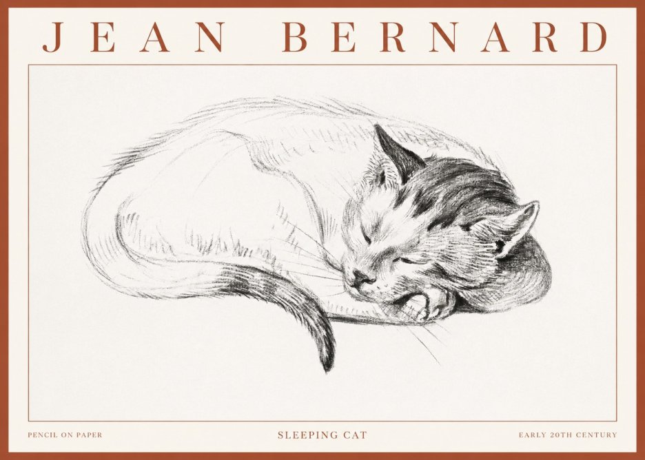 Jean Bernard Sleeping Cat IV No3 - Plakát