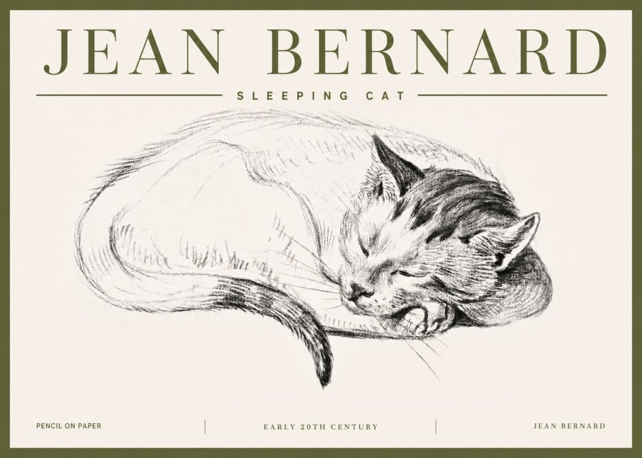 Jean Bernard Sleeping Cat IV No5 - Plakát