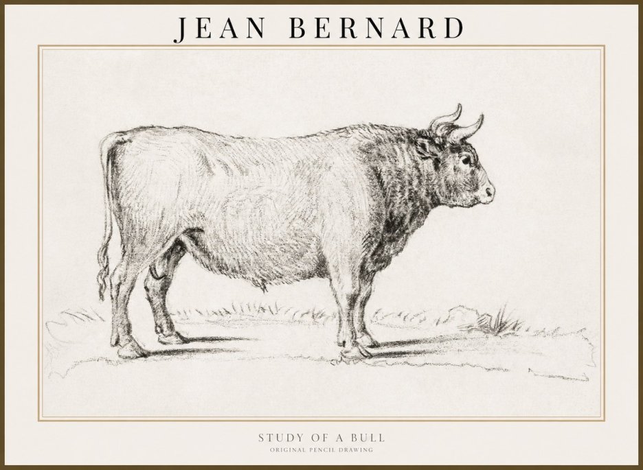 Jean Bernard Study of a Bull I No3 - Plakát