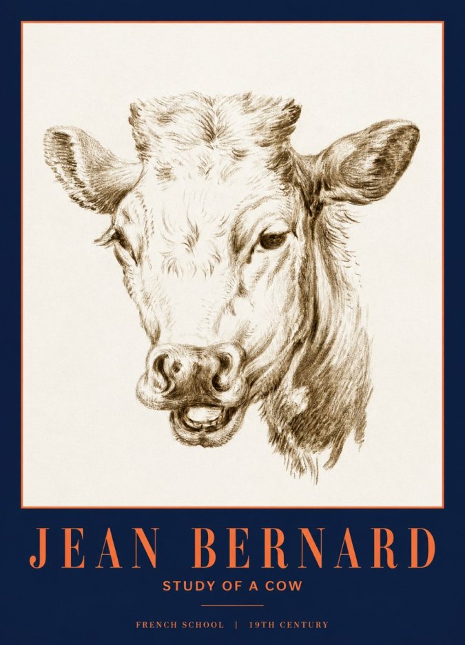 Jean Bernard Study of a Cow IV No3 - Plakát