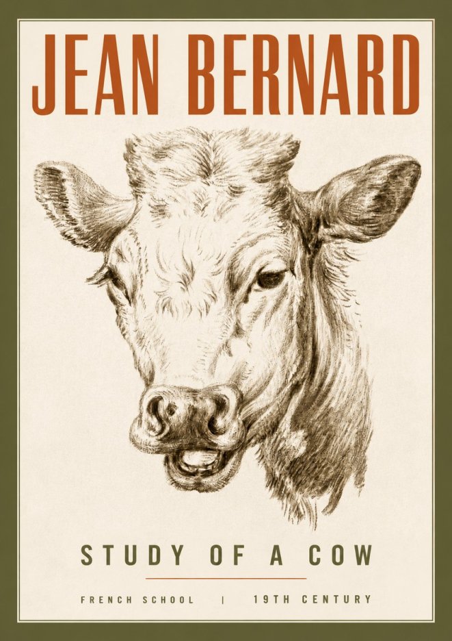 Jean Bernard Study of a Cow IV No4 - Plakát