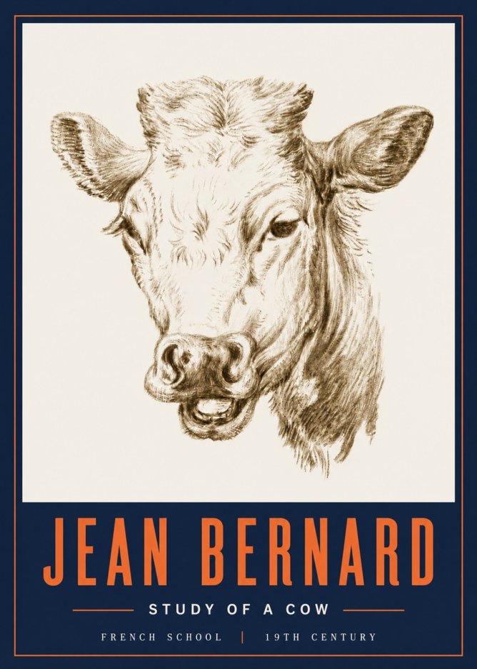 Jean Bernard Study of a Cow IV No6 - Plakát