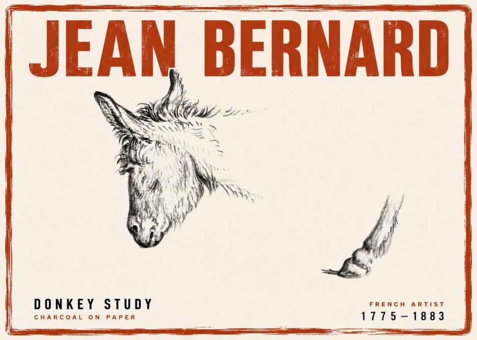 Jean Bernard Study of a Donkey II No4 - Plakát