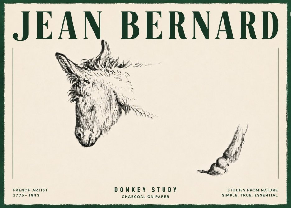 Jean Bernard Study of a Donkey II No6 - Plakát