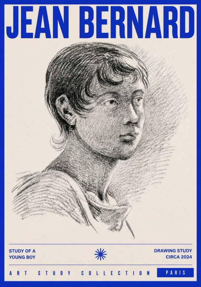 Jean Bernard Study of a Young Boy No2 - Plakát
