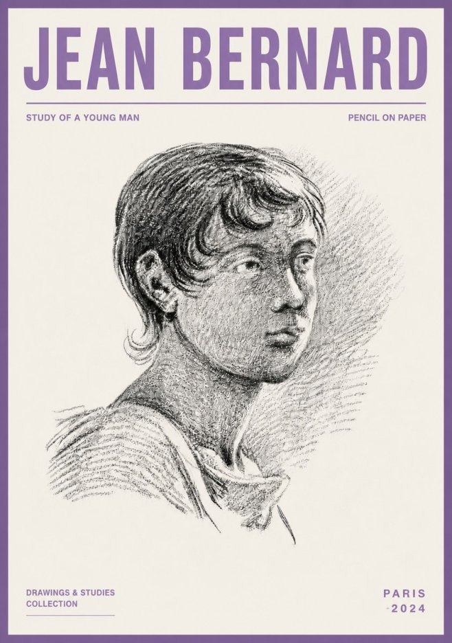 Jean Bernard Study of a Young Boy No6 - Plakát