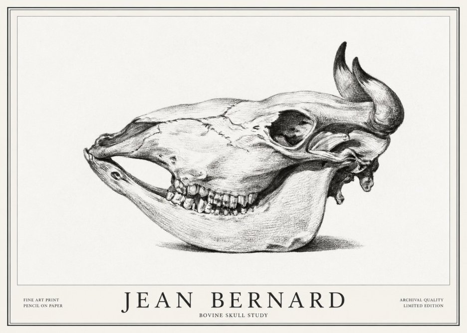 Jean Bernard Bovine Skull Study No1 - Plakát