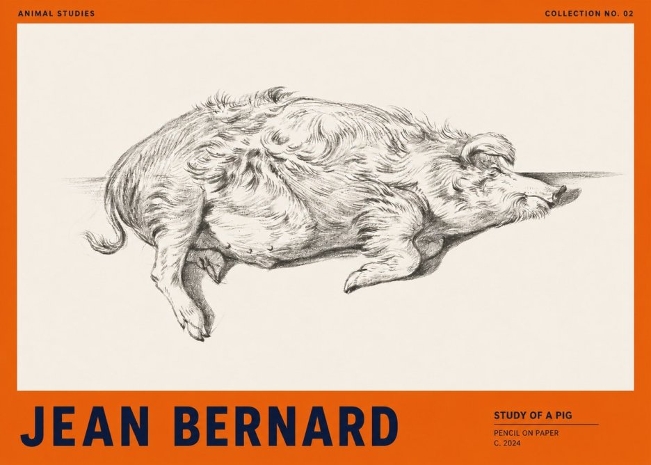 Jean Bernard Study of a Pig I No2 - Plakát