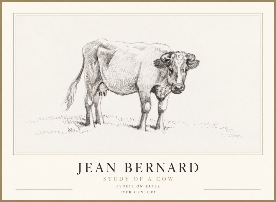 Jean Bernard Study of a Cow V No1 - Plakát