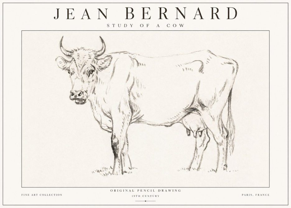 Jean Bernard Study of a Cow VI No1 - Plakát