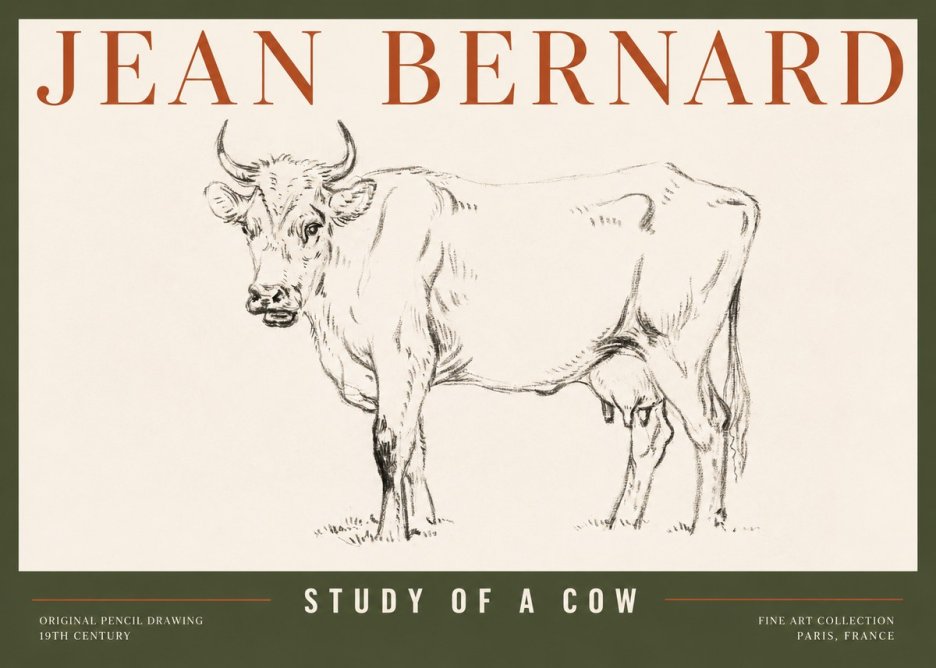 Jean Bernard Study of a Cow VI No2 - Plakát