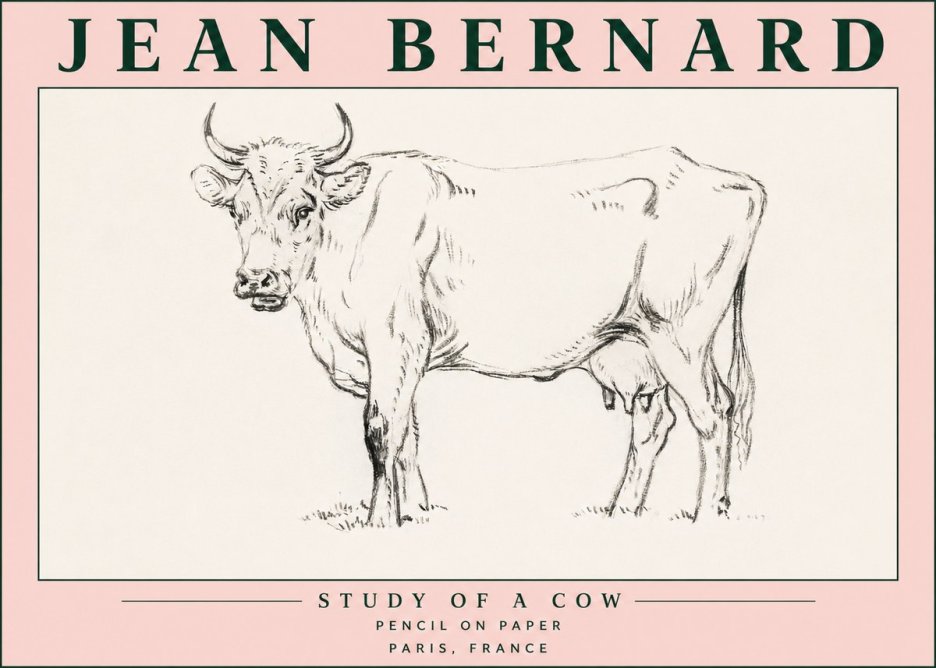 Jean Bernard Study of a Cow VI No5 - Plakát