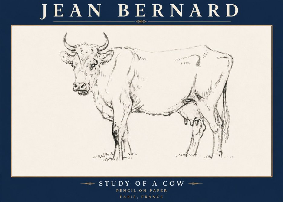 Jean Bernard Study of a Cow VI No6 - Plakát