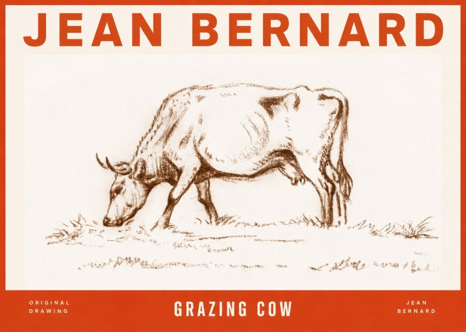 Jean Bernard Grazing Cow II No2 - Plakát