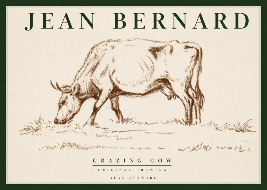 Jean Bernard Grazing Cow II No3 - Plakát