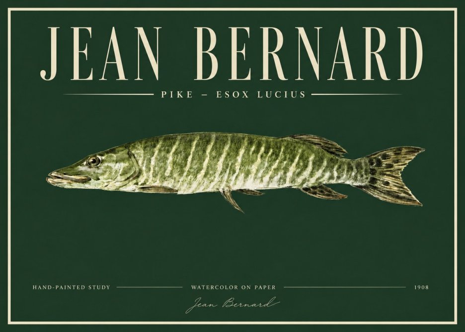 Jean Bernard Northern Pike No4 - Plakát