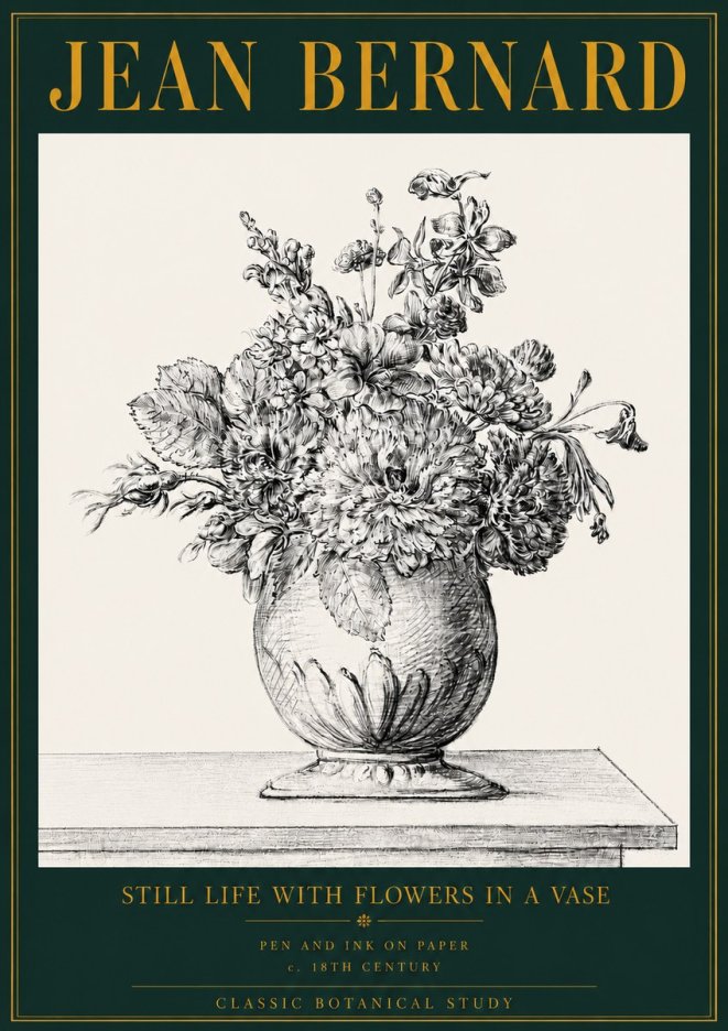 Jean Bernard Floral Composition in a Vase No4 - Plakát