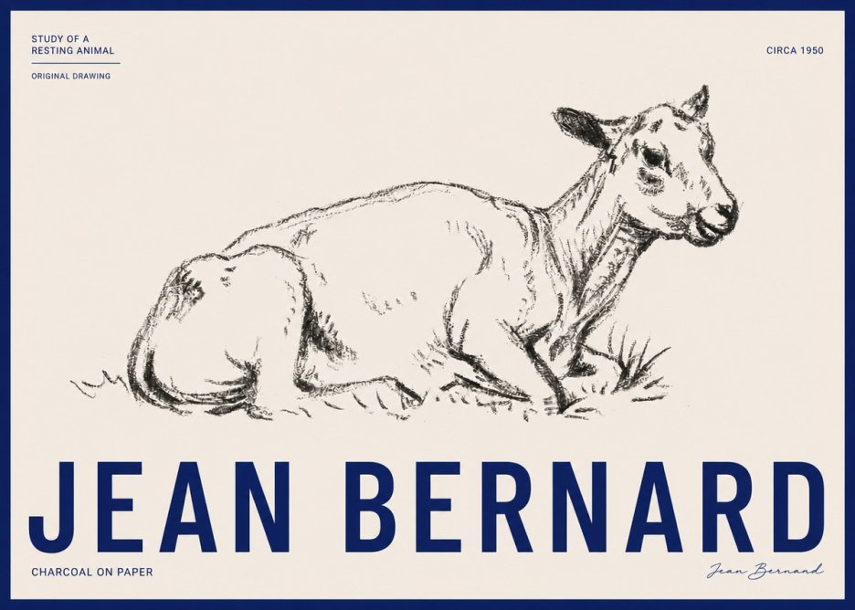 Jean Bernard Study of a Resting Animal No3 - Plakát