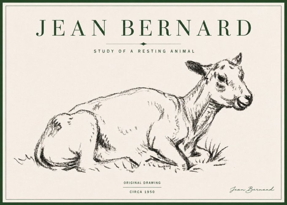 Jean Bernard Study of a Resting Animal No4 - Plakát