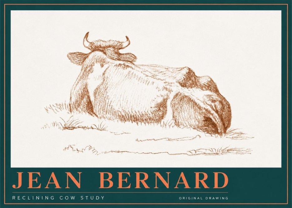 Jean Bernard Reclining Cow Study No2 - Plakát