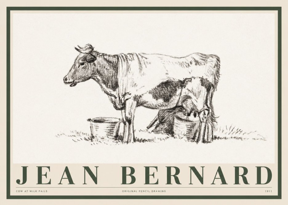 Jean Bernard Cow at Milk Pails No1 - Plakát
