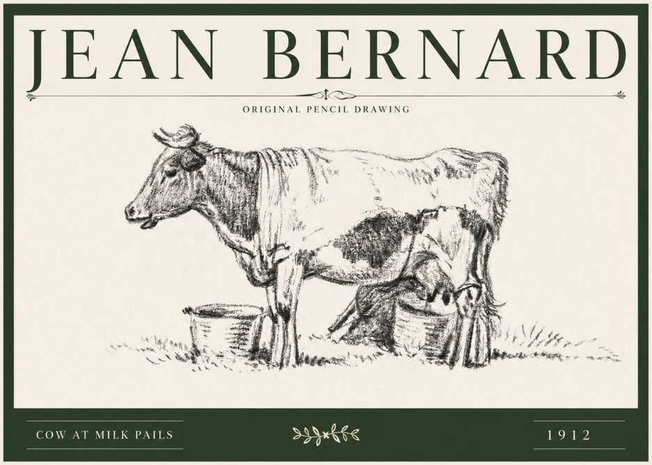 Jean Bernard Cow at Milk Pails No3 - Plakát