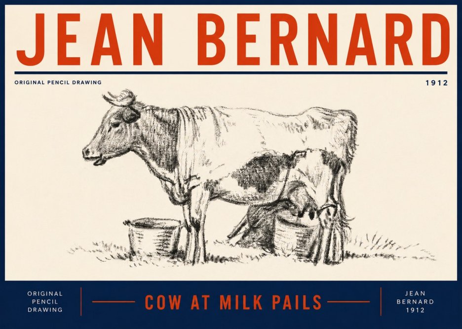 Jean Bernard Cow at Milk Pails No5 - Plakát