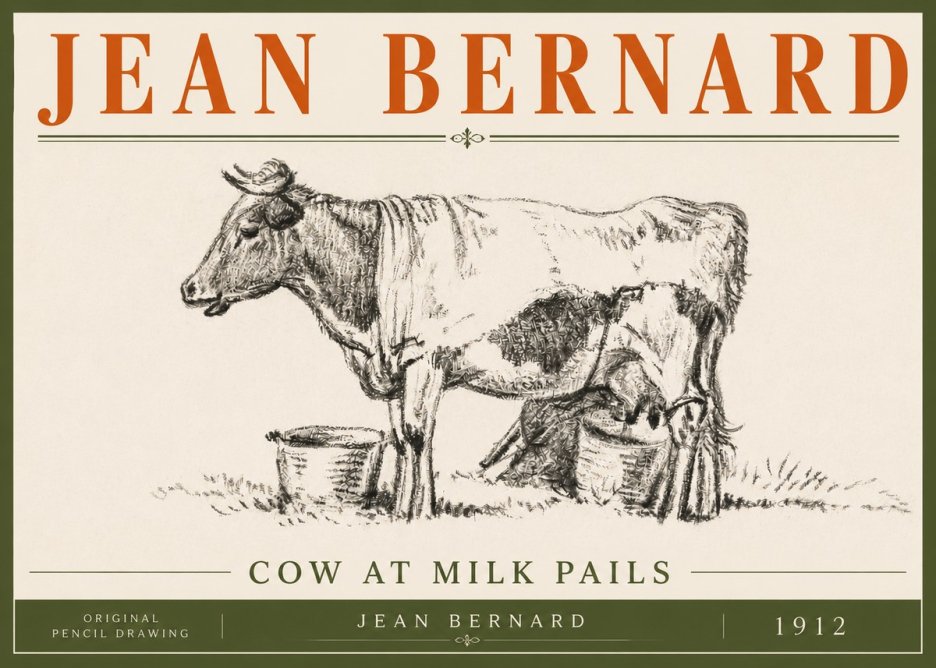 Jean Bernard Cow at Milk Pails No6 - Plakát