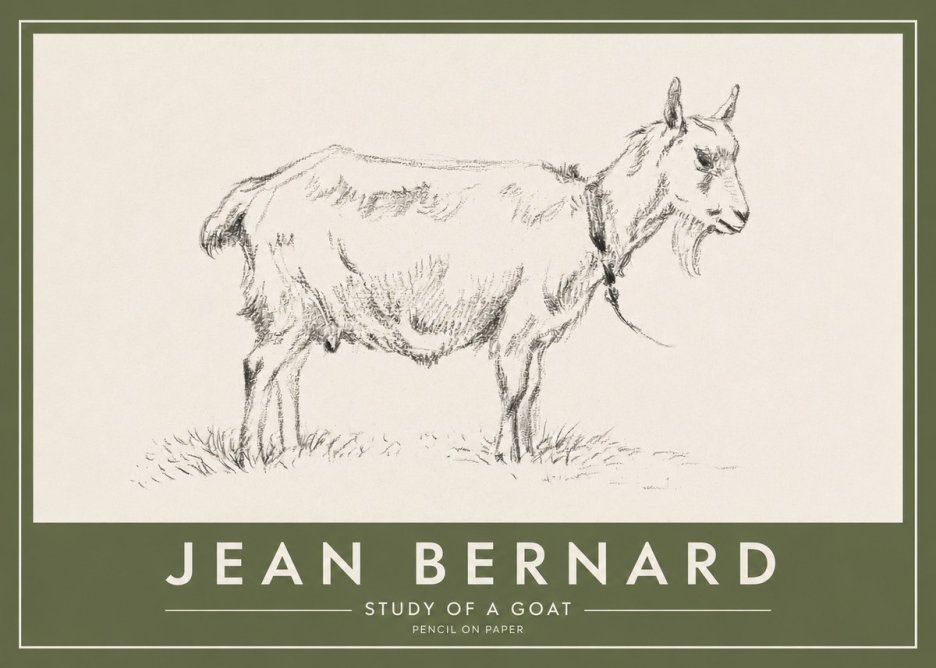 Jean Bernard Study of a Goat III No2 - Plakát