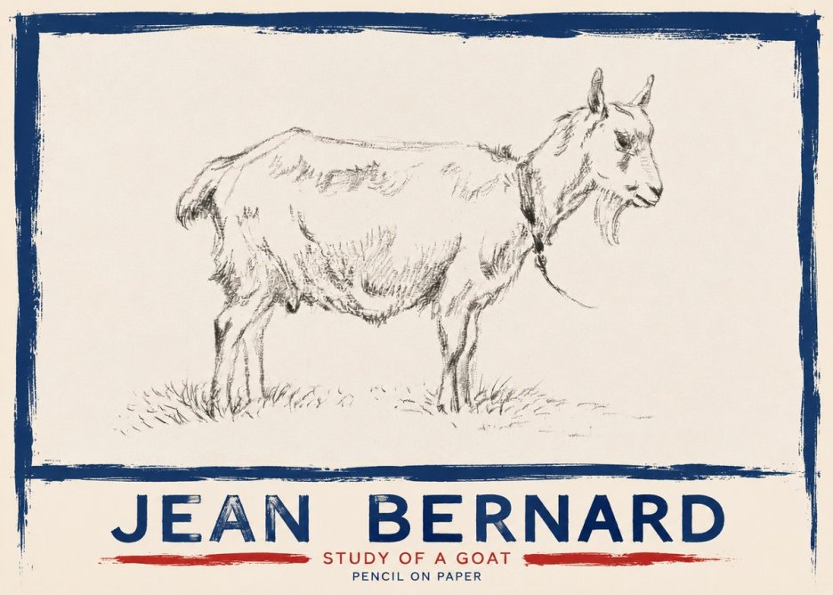 Jean Bernard Study of a Goat III No4 - Plakát